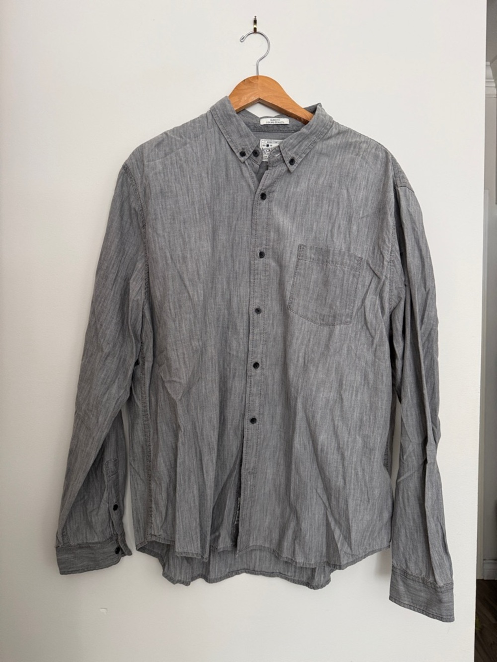 Lucky Brand Gray Slim Fit Button-Down Shirt